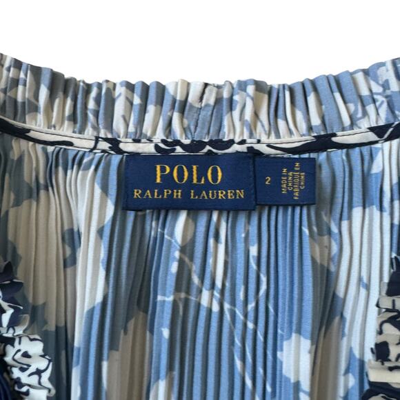 Polo Ralph Lauren Blue Floral Mini Dress Pleated - Picture 4 of 12